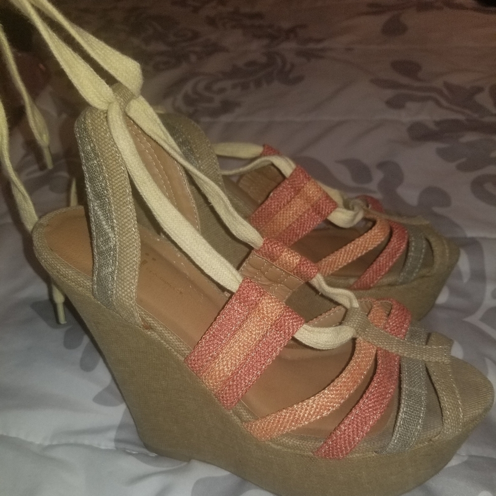 Super cute lace up wedge sandals